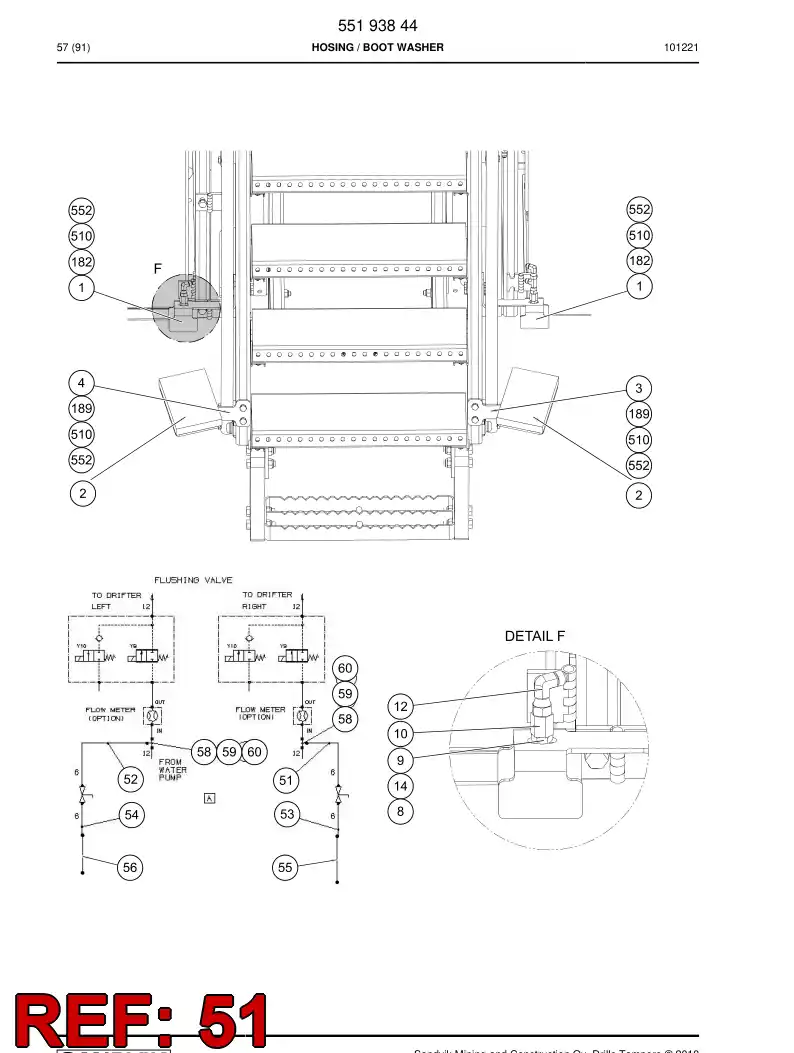 55193845 551 938 45 Hydraulic hose assembly - Sandvik Technical Drawing