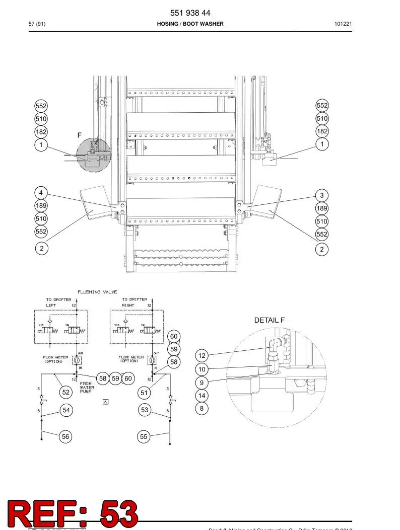 55193847 551 938 47 Hydraulic hose assembly - Sandvik Technical Drawing