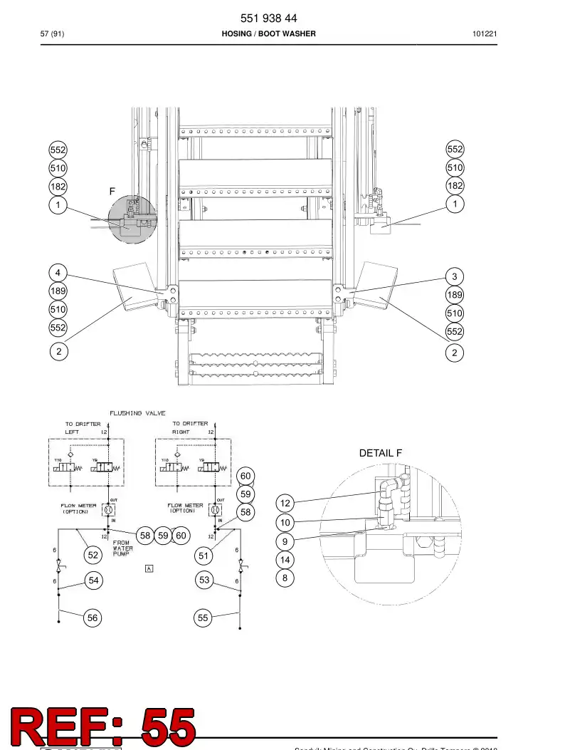 55193849 551 938 49 Hydraulic hose assembly - Sandvik Technical Drawing