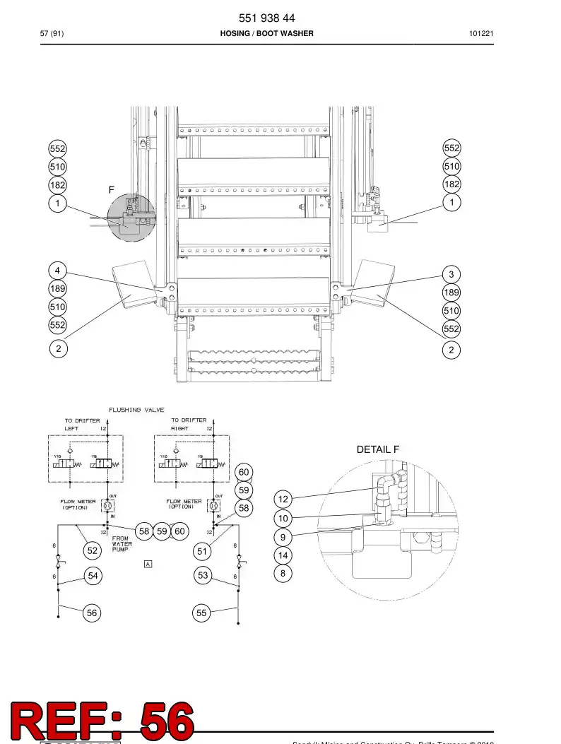 55193850 551 938 50 Hydraulic hose assembly - Sandvik Technical Drawing