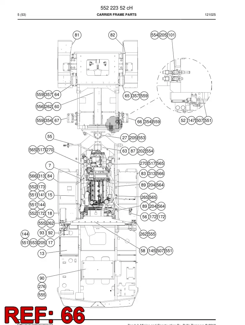 55193972 551 939 72 Support, Cabin - Sandvik Technical Drawing