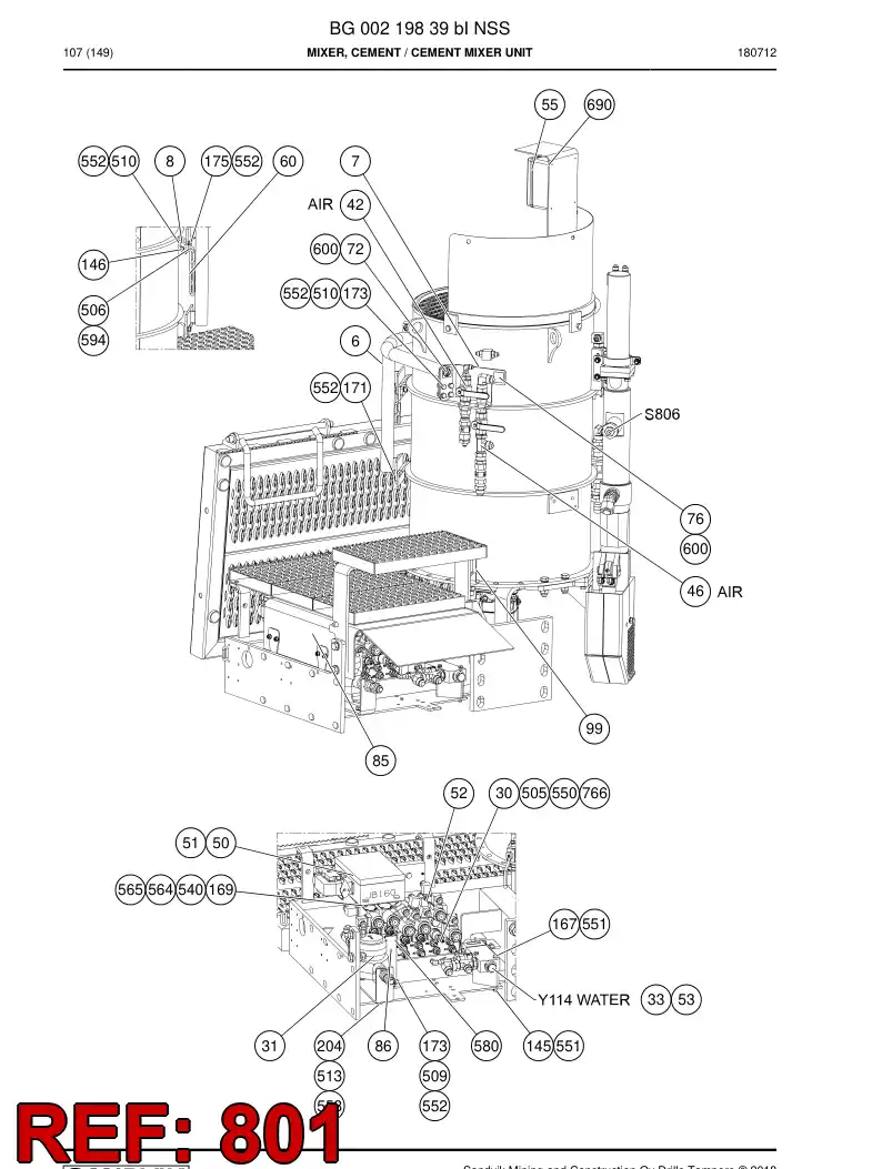 55194118g 551 941 18g Hosing Set - Sandvik Technical Drawing