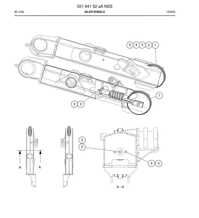 55194152a 551 941 52a Idler Wheels - Sandvik Technical Drawing