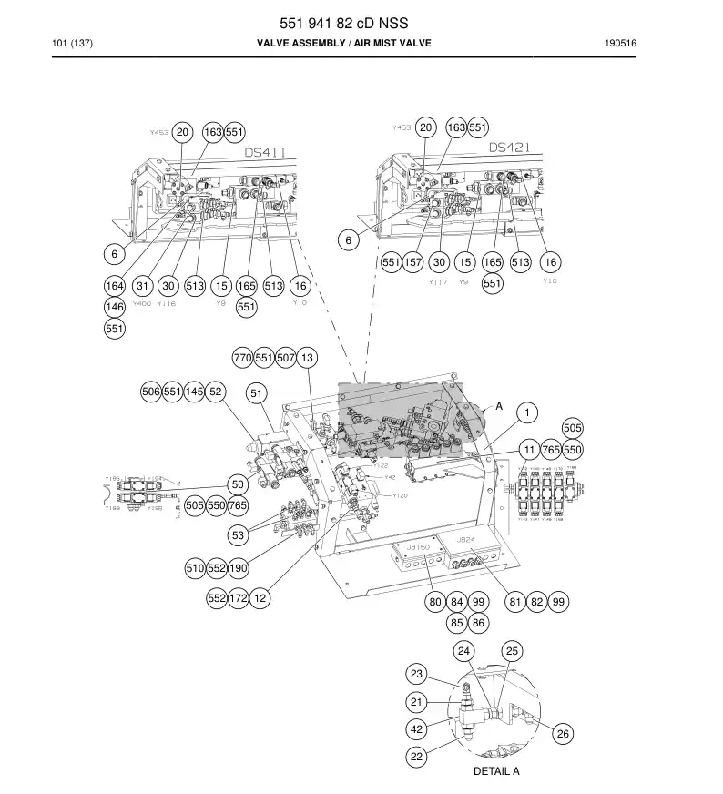 55194182c 551 941 82c Valve Assembly - Sandvik Technical Drawing