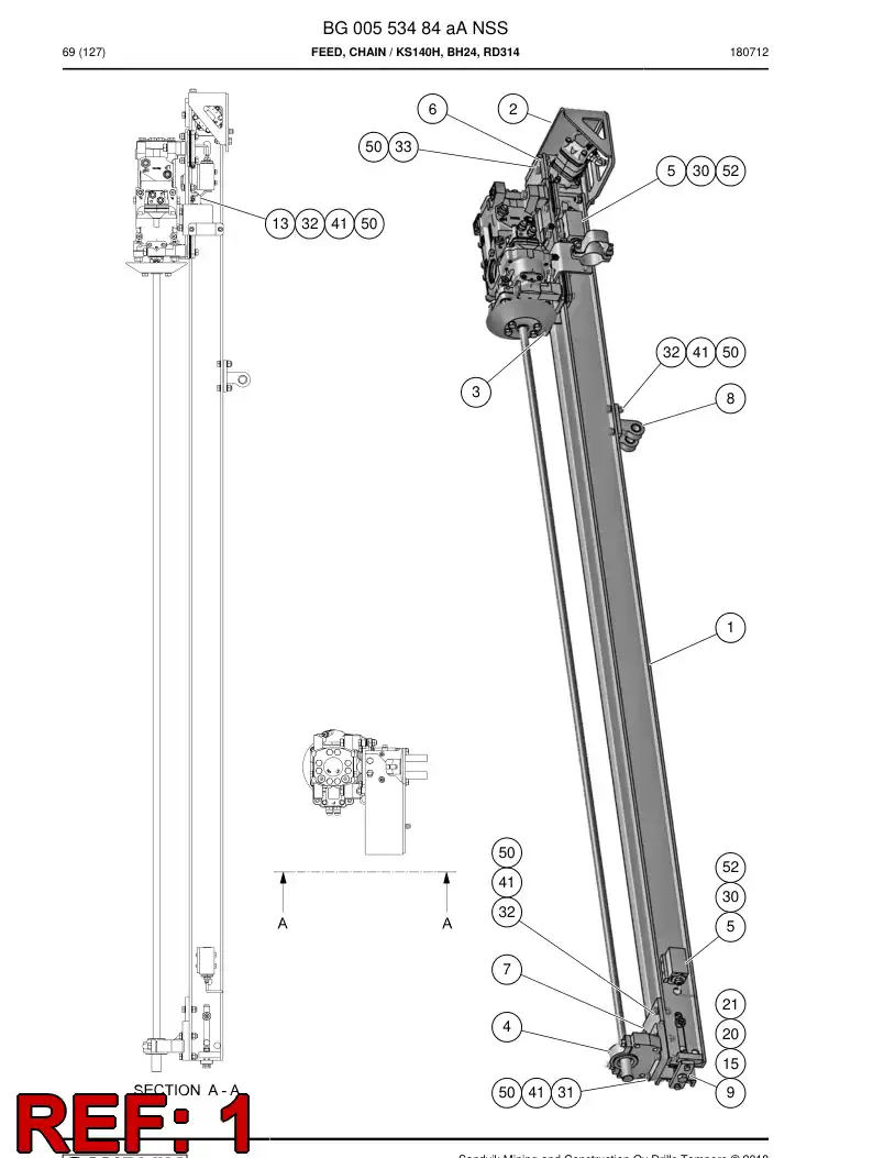 55194186 551 941 86 Beam, Feed - Sandvik Technical Drawing