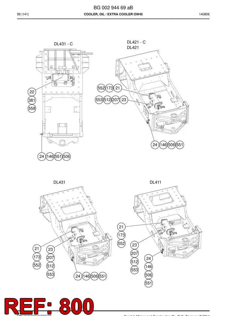 55194343c 551 943 43c Hosing Set - Sandvik Technical Drawing