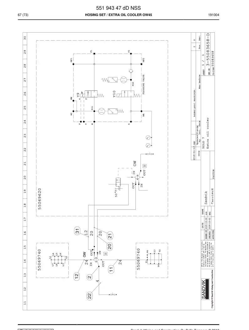 55194347d 551 943 47d Hosing Set - Sandvik Technical Drawing
