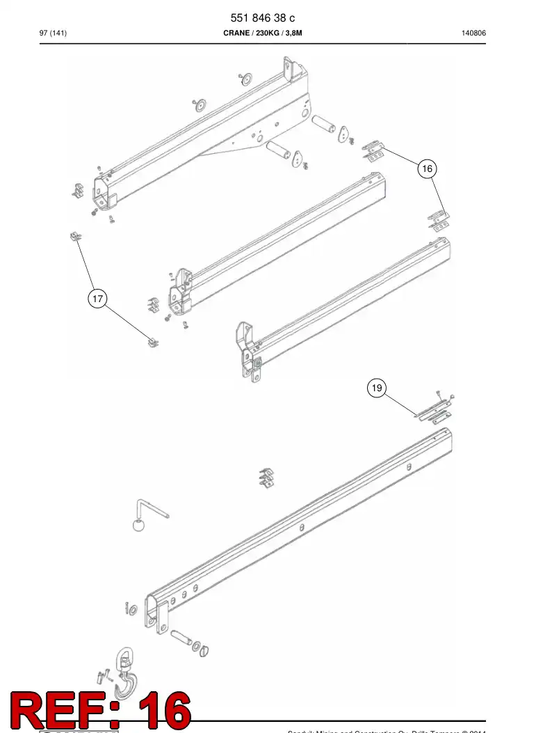 55194571 551 945 71 Slipper Pad - Sandvik Technical Drawing
