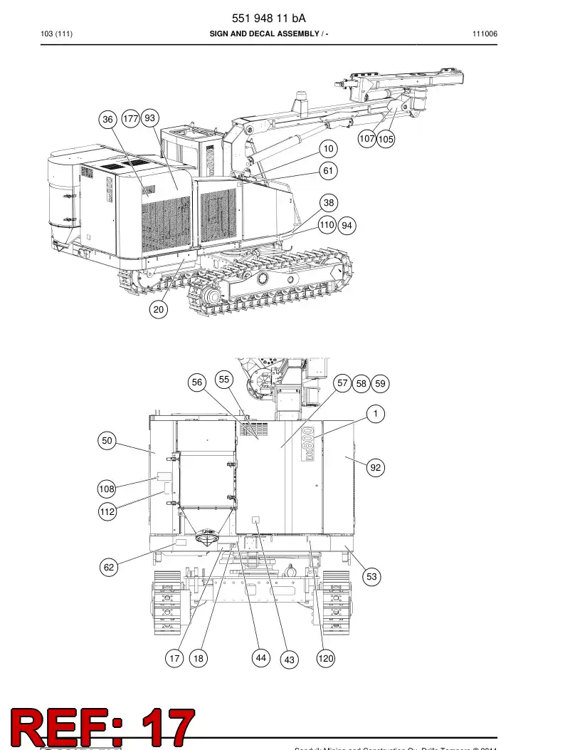 55194702 551 947 02 Instruction plate - Sandvik Technical Drawing