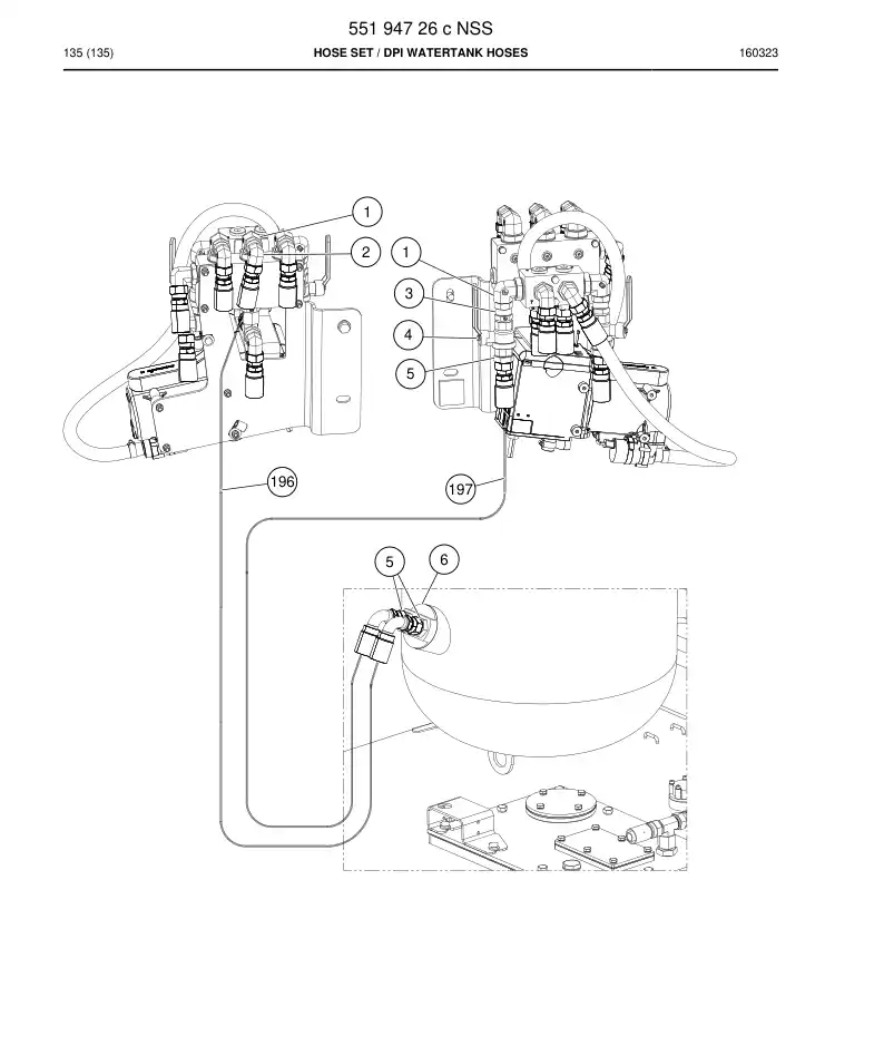 55194726c 551 947 26c Hose Set - Sandvik Technical Drawing