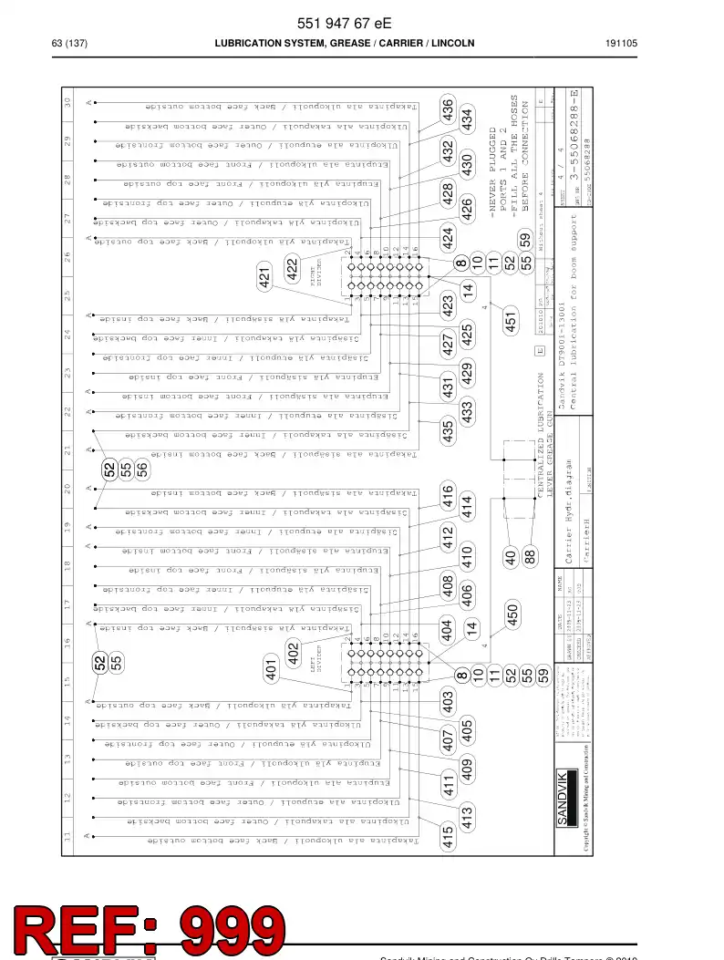 55194768e 551 947 68e Hosing Set - Sandvik Technical Drawing