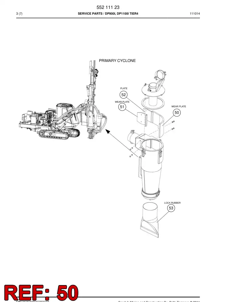 55194769 551 947 69 WEAR PLATE - Sandvik Technical Drawing