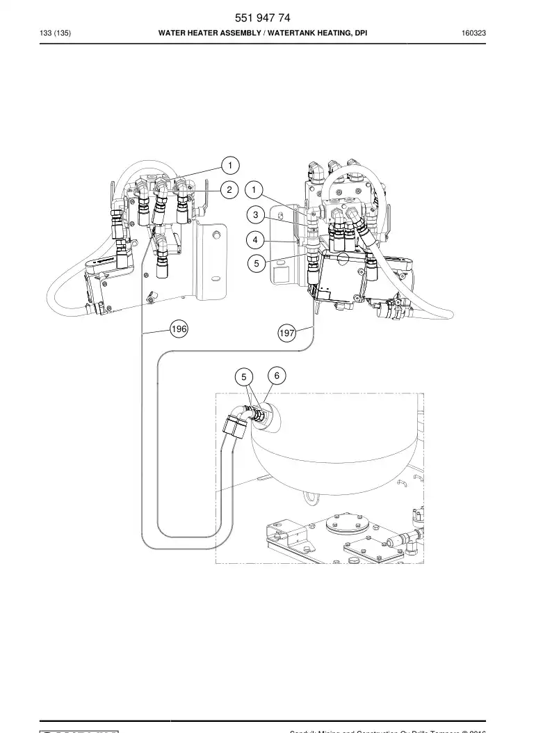 55194774 551 947 74 Water Heater Assembly - Sandvik Technical Drawing