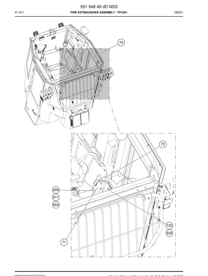 55194848d 551 948 48d Fire Extinguisher Assembly - Sandvik Technical Drawing