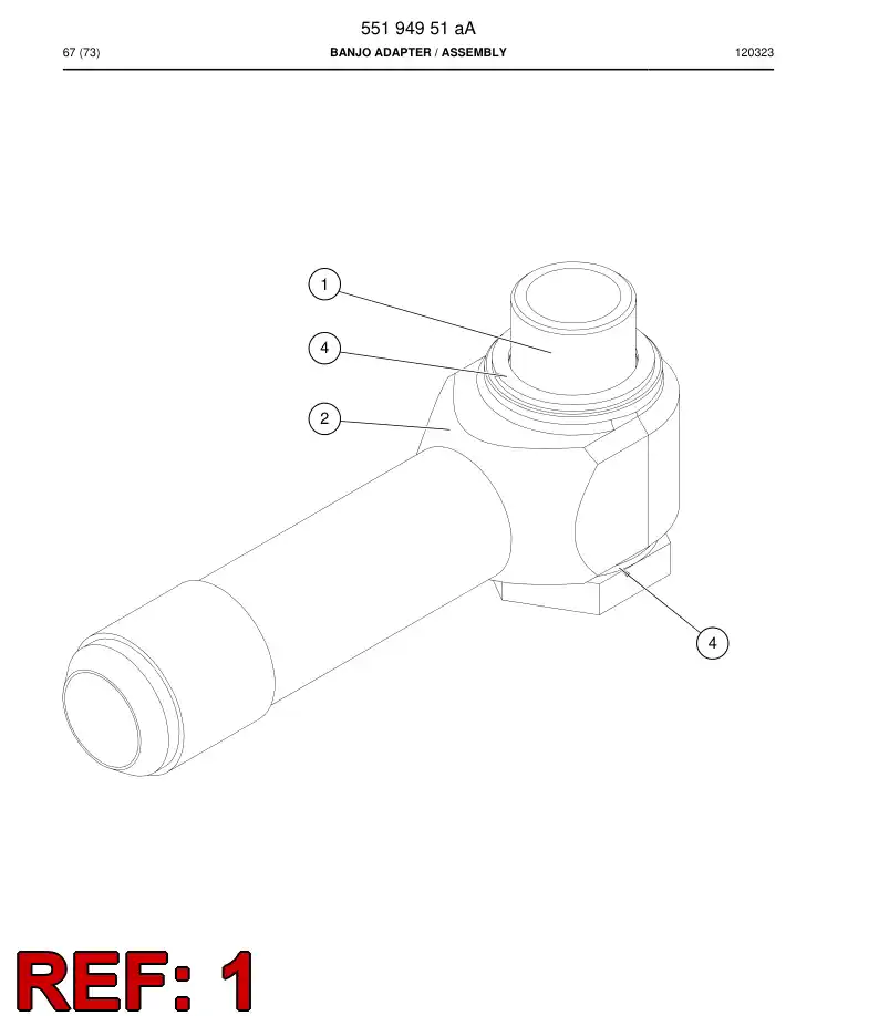 55194853 551 948 53 Banjo bolt - Sandvik Technical Drawing