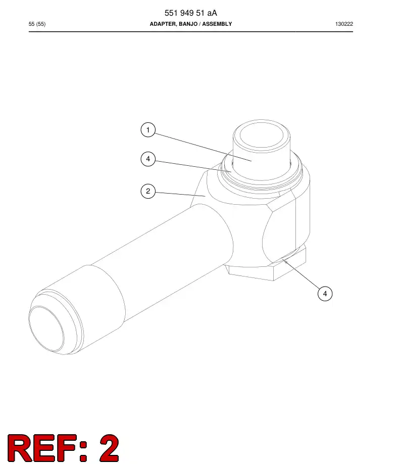 55194874a 551 948 74a Adapter, Banjo - Sandvik Technical Drawing