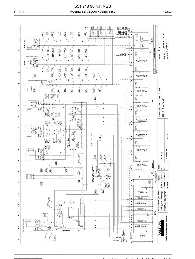 55194898m 551 948 98m Hosing Set - Sandvik Technical Drawing