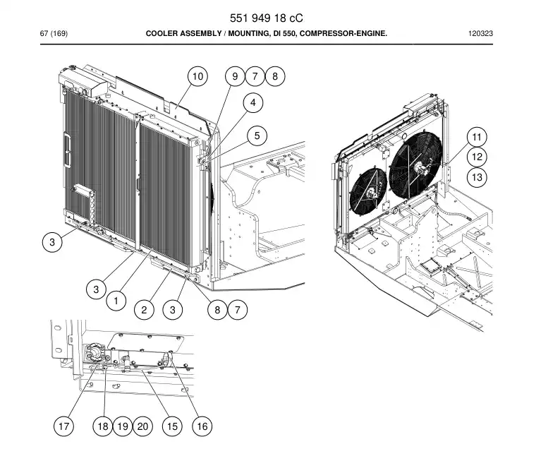 55194918c 551 949 18c COOLER ASSEMBLY - Sandvik Technical Drawing