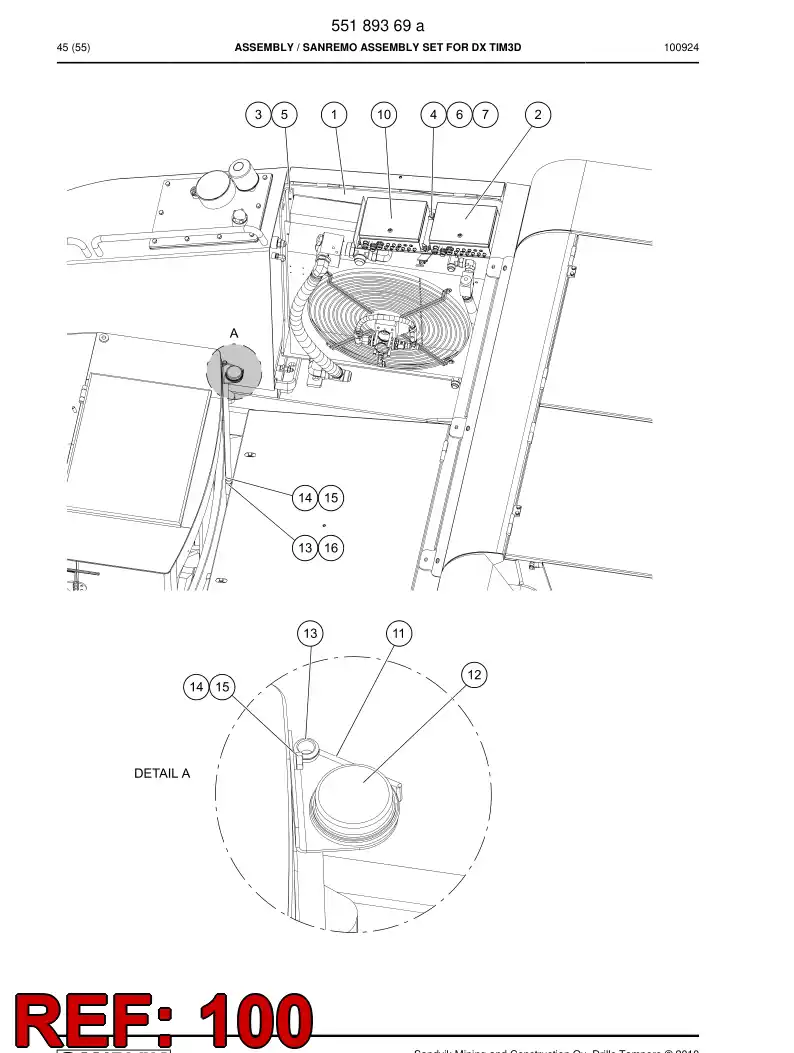 55194948 551 949 48 CABLE ASSEMBLY - Sandvik Technical Drawing