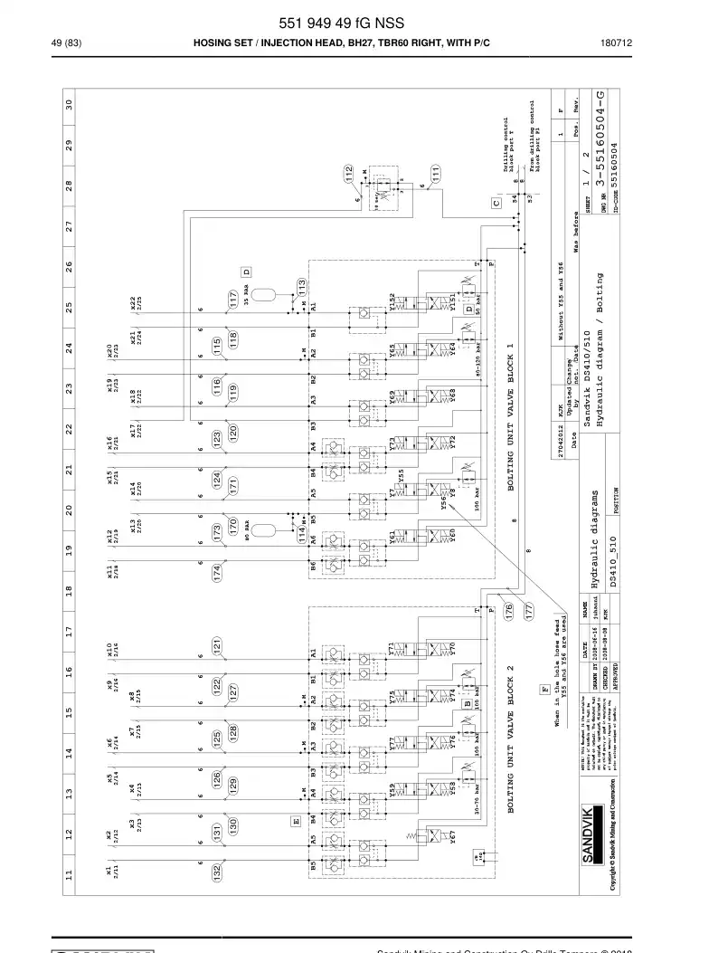 55194949f 551 949 49f Hosing Set - Sandvik Technical Drawing