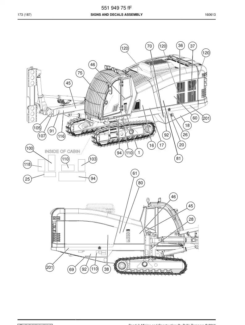 55194975f 551 949 75f Signs And Decals Assembly - Sandvik Technical Drawing