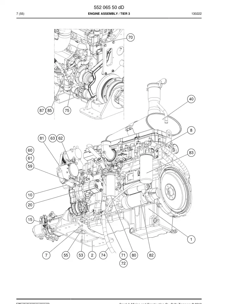 55195036a 551 950 36a Engine - Sandvik Technical Drawing