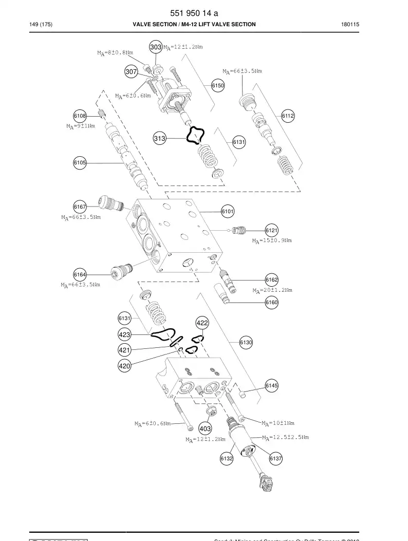 55195047a 551 950 47a Valve - Sandvik Technical Drawing