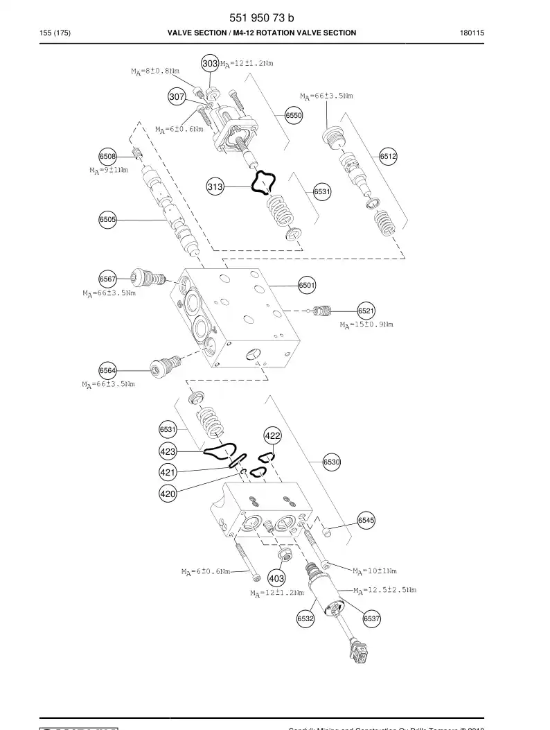 55195076a 551 950 76a Valve - Sandvik Technical Drawing
