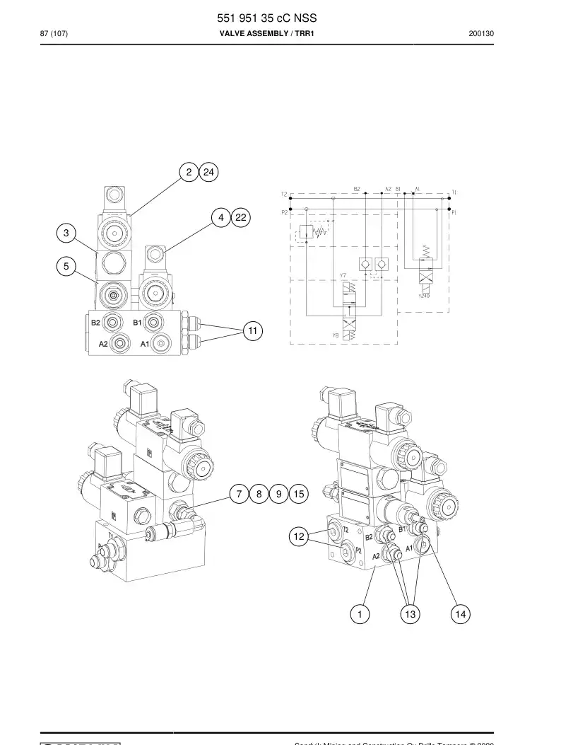 55195135c 551 951 35c Valve Assembly - Sandvik Technical Drawing