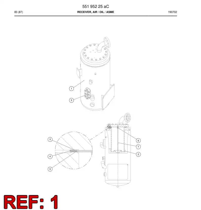 55195224a 551 952 24a Air receiver - Sandvik Technical Drawing