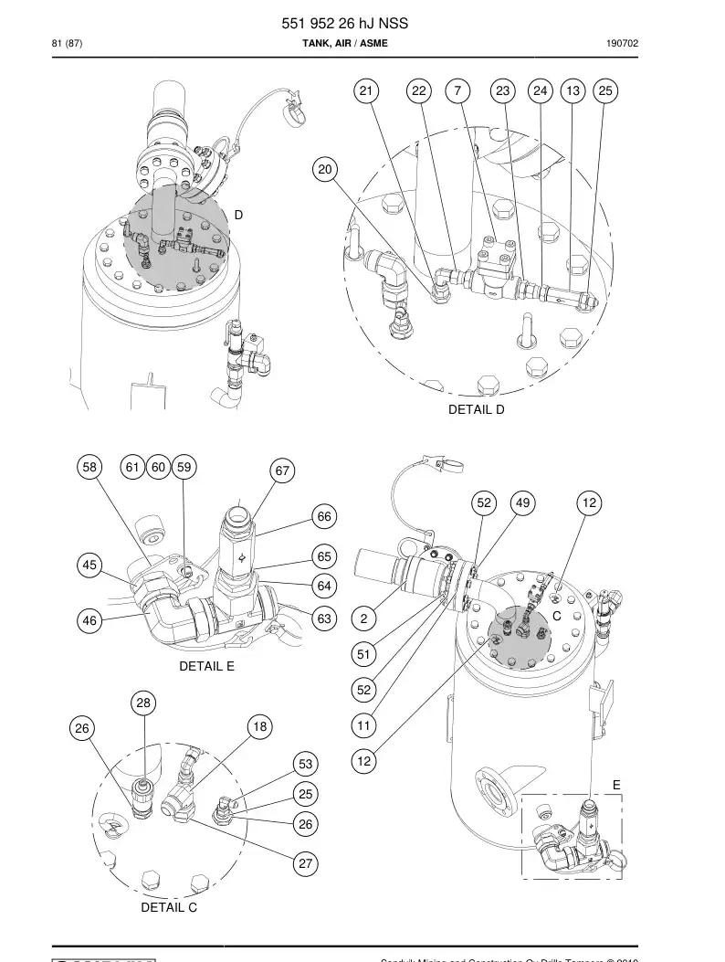 55195226h 551 952 26h Tank, Air - Sandvik Technical Drawing