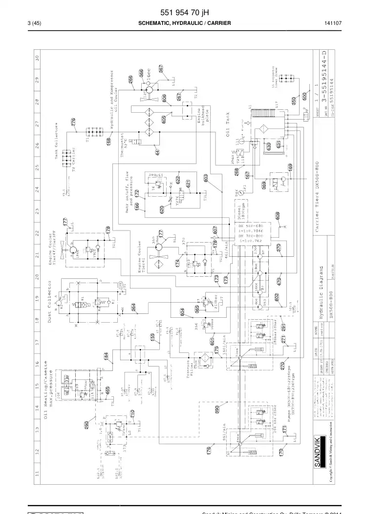 55195470j 551 954 70j Schematic, Hydraulic - Sandvik Technical Drawing