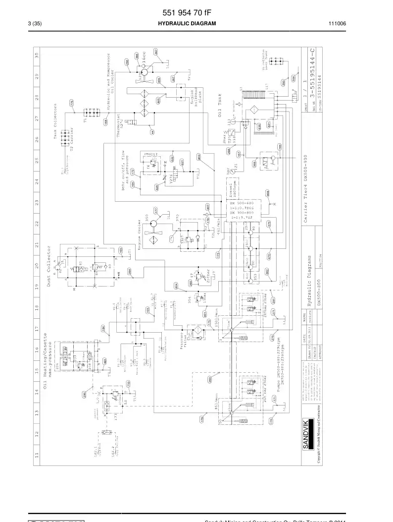 55195470m 551 954 70m Hose Set - Sandvik Technical Drawing