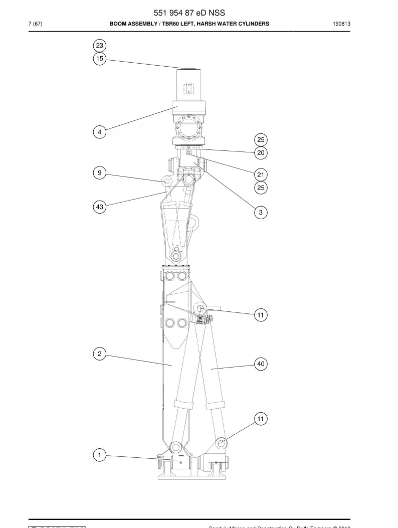 55195487e 551 954 87e Boom Assembly - Sandvik Technical Drawing