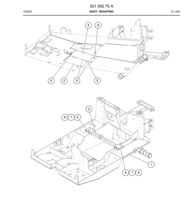 55195575a 551 955 75a Frame - Sandvik Technical Drawing