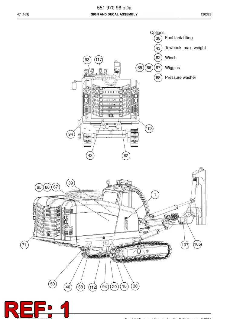 55195602 551 956 02 Decal set - Sandvik Technical Drawing