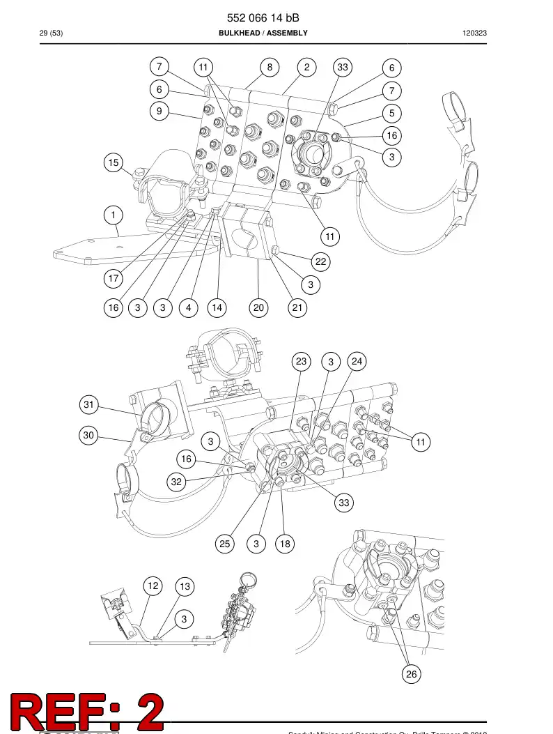 55195821 551 958 21 Bulkhead - Sandvik Technical Drawing