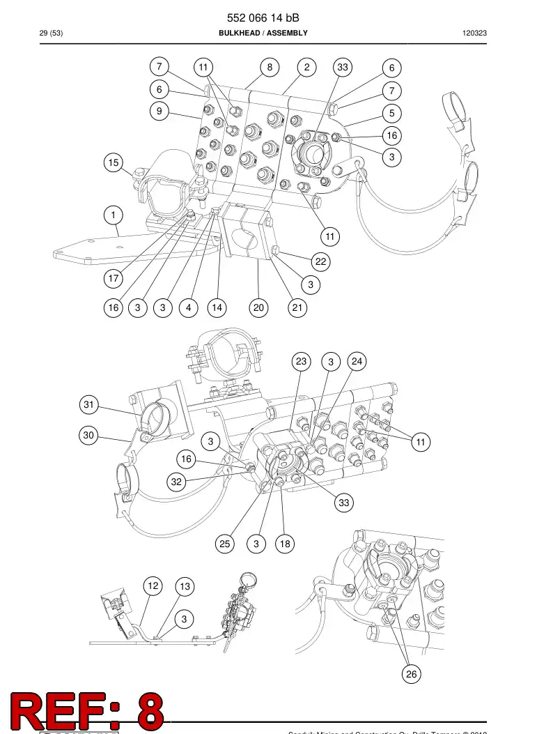 55195824 551 958 24 Bulkhead - Sandvik Technical Drawing