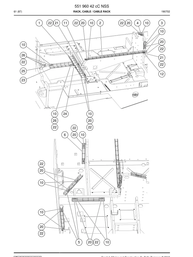 55196042c 551 960 42c Rack, Cable - Sandvik Technical Drawing