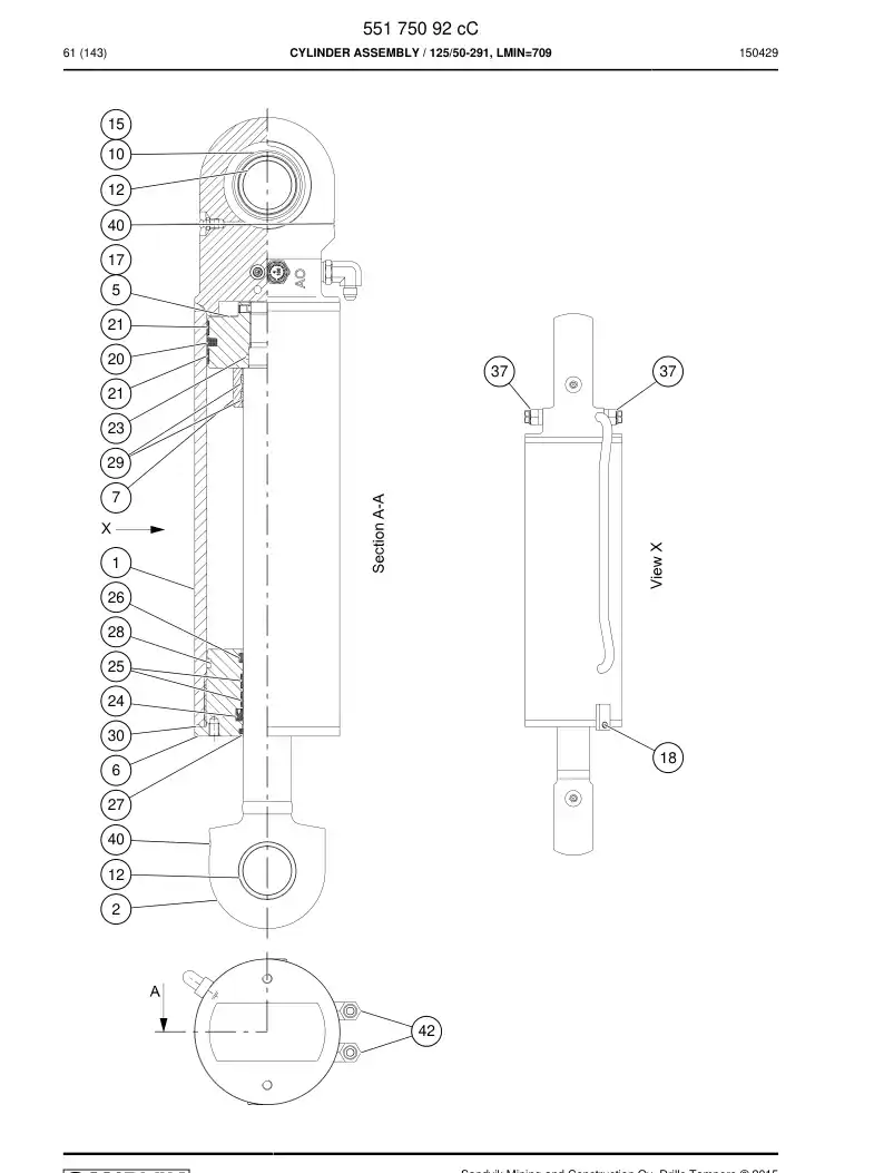 55196044 551 960 44 Seal Kit - Sandvik Technical Drawing