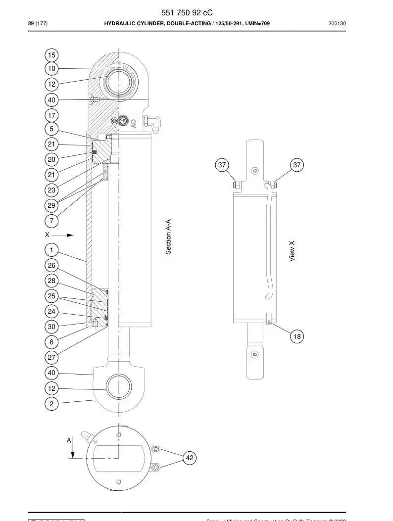 55196044a 551 960 44a Seal Kit - Sandvik Technical Drawing