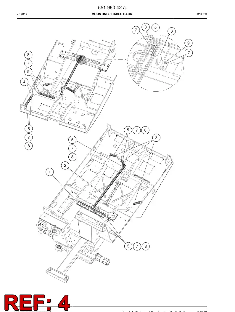 55196171 551 961 71 Rack, Cable - Sandvik Technical Drawing