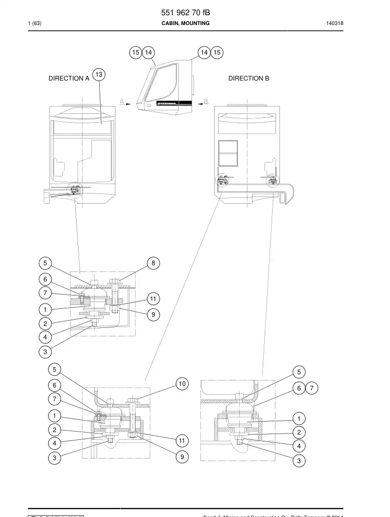 55196270f 551 962 70f Cabin, Mounting - Sandvik Technical Drawing