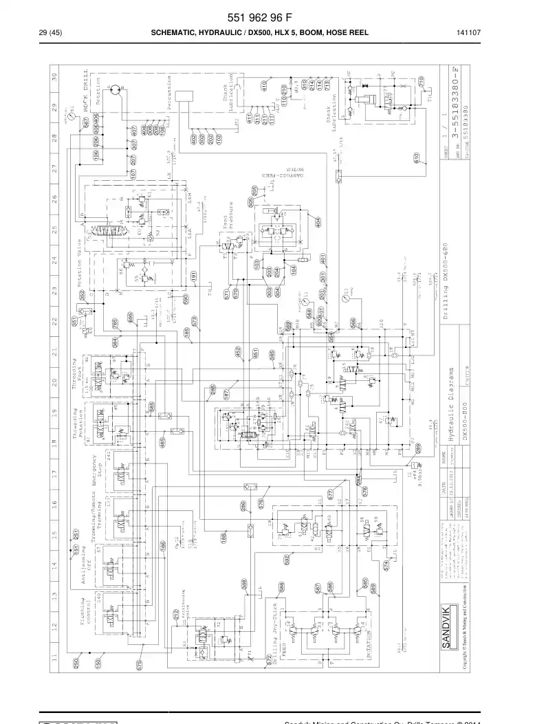55196296 551 962 96 Schematic, Hydraulic - Sandvik Technical Drawing