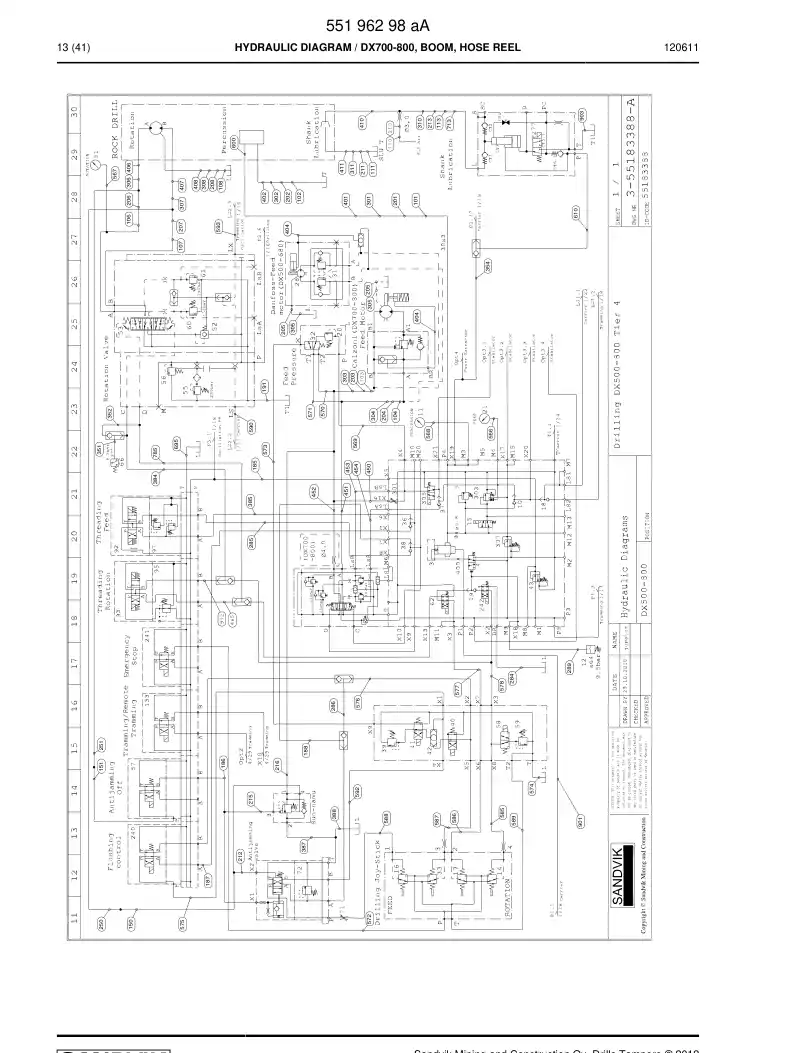 55196298a 551 962 98a Schematic, Hydraulic - Sandvik Technical Drawing