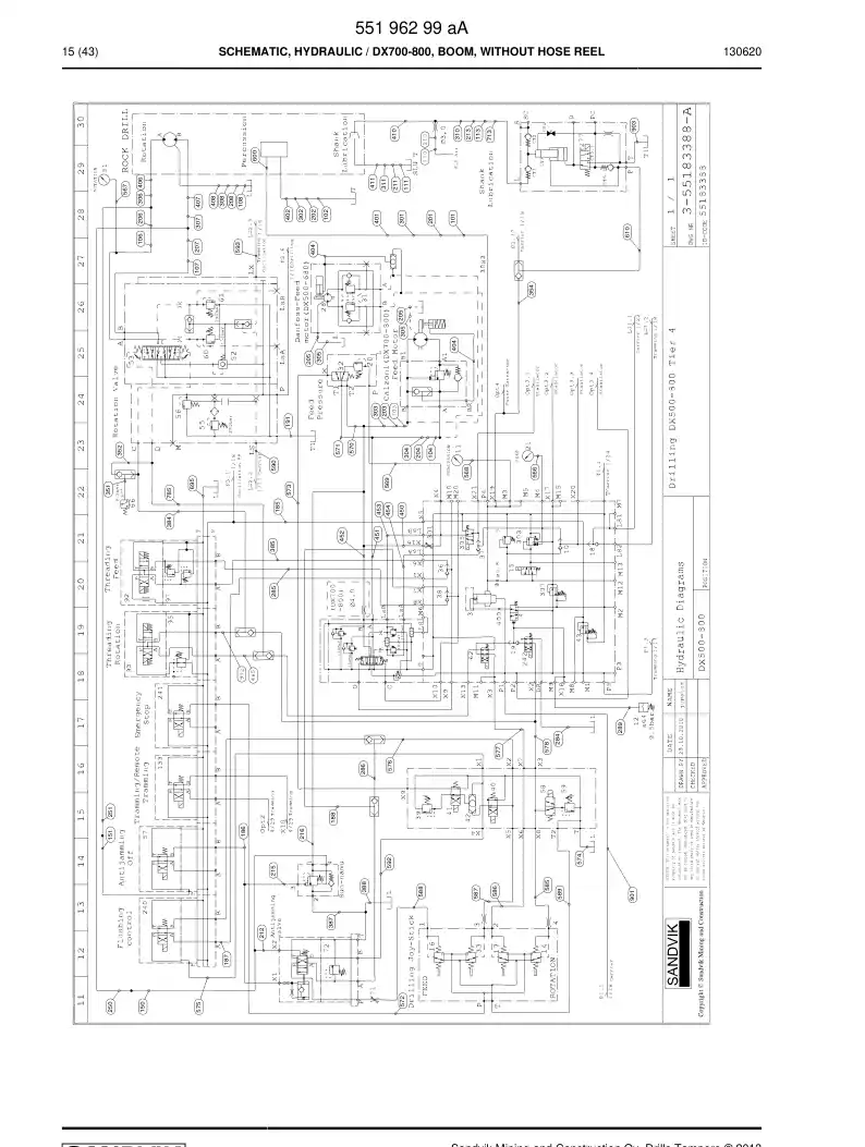 55196299a 551 962 99a Schematic, Hydraulic - Sandvik Technical Drawing