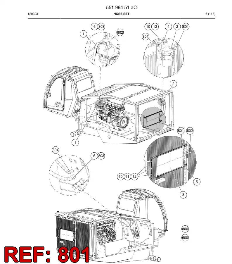 55196447a 551 964 47a Hose Assembly, Refrigeration - Sandvik Technical Drawing