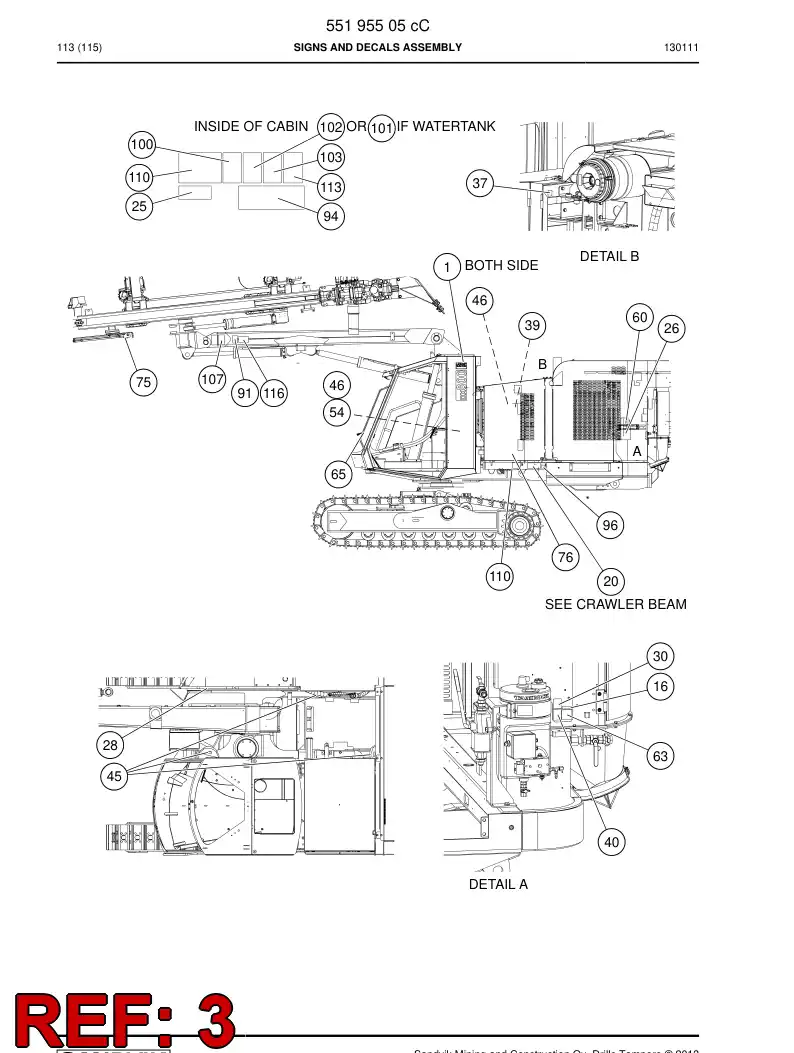55196474 551 964 74 Signs And Decals Assembly - Sandvik Technical Drawing