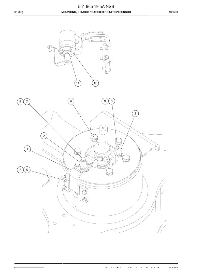 55196519a 551 965 19a Mounting, Sensor - Sandvik Technical Drawing