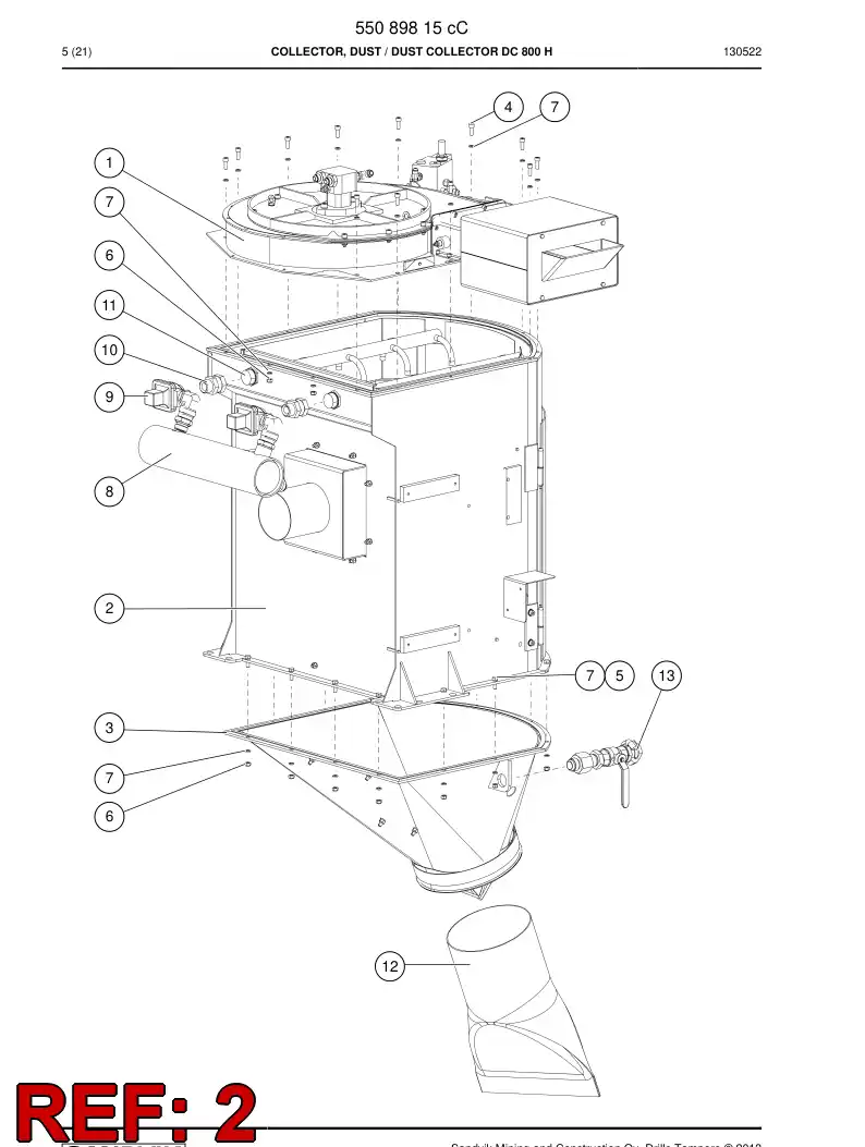 55196526b 551 965 26b Collector, Dust - Sandvik Technical Drawing